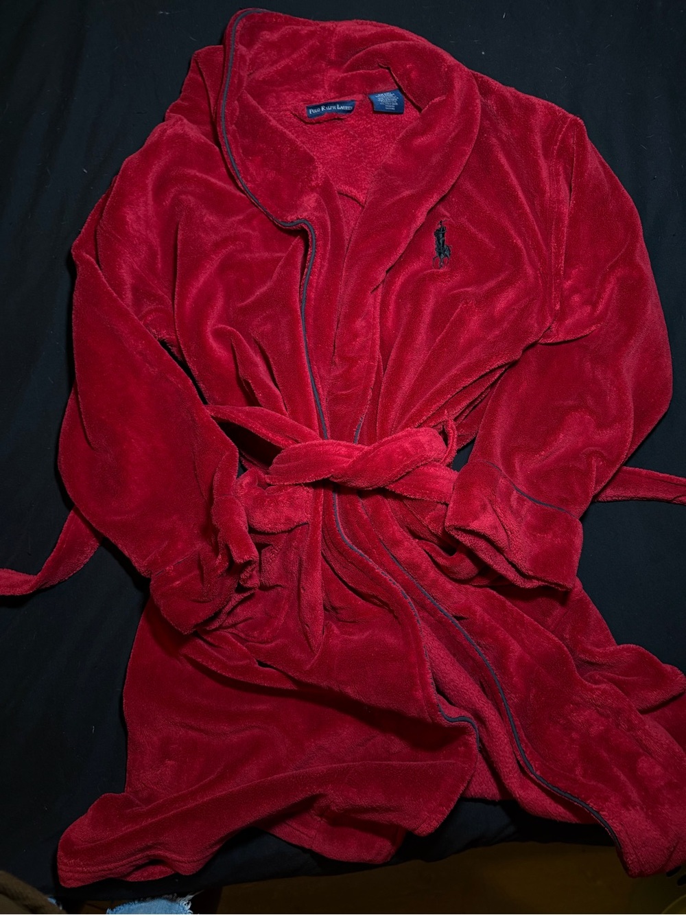 Polo by Ralph Lauren Red Plush Robe with Belt